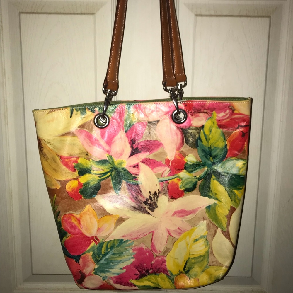 Floral print Leather Bag